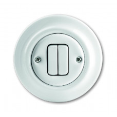 Кнопка с нормально-открытым контактом 2-клавишная, 1-полюсная, в сборе, серия decento, цвет альпийский белый 1413-0-1090