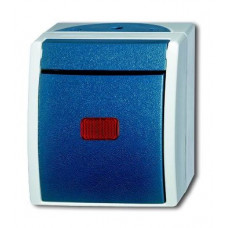 Переключатель 1-клавишный, контрольный, ip44, для открытого монтажа, серия ocean, цвет серый/сине-зелёный 1085-0-1636