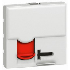 Розетка rj - 45, кат. 6, utp, с контролем доступа, 2 модуля, белый с красной шторкой, lcs2, mosaic (5 шт.) legrand 76594
