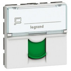 Розетка rj - 45, кат. 6, ftp, 2 модуля, белый с зеленой шторкой, lcs2, mosaic (10 шт.) legrand 76522