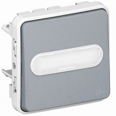 Выключатель кнопочный с подсветкой, 10 а, н.о. контакт, с держателем этикетки, plexo, серый (10 шт.) legrand 69543