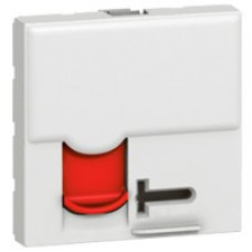 Розетка rj - 45, кат. 6, ftp, с контролем доступа, 2 модуля, белый с красной шторкой, lcs2, mosaic (5 шт.) legrand 76595