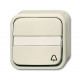 Кнопка 1-клавишная, 1-полюсная, (но контакт), с n-клеммой, с символом звонок, с полем для надписи, для открытого монтажа, серия busch-duro 2000 ap, цвет слоновая кость