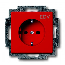 Розетка schuko 16а 250в с маркировкой edv, со шторками, серия solo/future, цвет красный 2013-0-5325