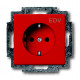 Розетка schuko 16а 250в с маркировкой edv, со шторками, серия solo/future, цвет красный