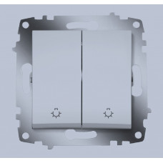 Cosmo алюминий выключатель кнопочный 2 кл. 619-011000-257