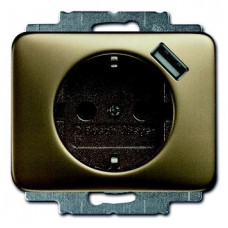 Розетка schuko с устройством зарядным usb, 20 eucbusb-21-500, alpha бронза, 16а, 700 ма, электронная защита от перегрузки и кз, безвинтовые клеммы, защитные шторки, 2011-0-6186