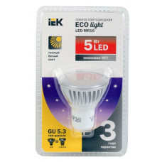 Лампа светодиодная led mr16 софит 5 вт 330 лм 230 в 3000 к gu5.3-eco иэкs LLP-MR16-5-230-30-GU5