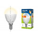 Лампа светодиодная led-g45-6вт/ww/e14/fr/s volpe. форма шар, матовая колба. термопластик. теплый белый. серия simple. картонs