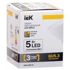 Лампа светодиодная led mr16 софит 5 вт 330 лм 12 в 3000 к gu5.3 иэкs LL-MR16-5-12-30-GU5