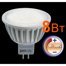 Лампа светодиодная pled- dim jcdr 8вт 3000k 600лм gu5.3 230/50 jazzway%s .2853233