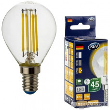 Лампа светодиодная led g45 e14 5вт 480лм, 2700k, premium (filament), теплый свет rev ritter пан электрик 32357 0