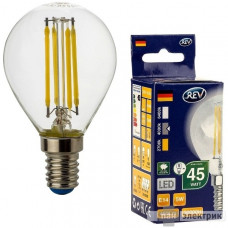Лампа светодиодная led g45 e14 5вт 480лм, 4000k, premium (filament), холодный свет rev ritter пан электрик 32358 7