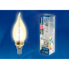 Лампа светодиодная led-cw37p-5w/ww/e14/fr alc02gd пластик uniel 10060