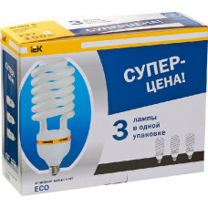 Лампа энергосберегающая спираль кэлp-s е27 100вт 4000к промопак 3 шт ecolight иэкs LLEP20-27-100-4000-T5-S3