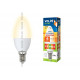 Лампа светодиодная диммируемая led-c37-6w//ww/e14/fr/dim/o 6вт, 450лм ,свеча, матовая, пластиковый, теплый белый, optima, картон, тм volpe%s