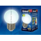 Лампа светодиодная led-g45-0,65вт/cw/e27 для декоративной подсветки uniel. цвет белый. картон.s