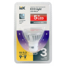 Лампа светодиодная led mr16 софит 5 вт 350 лм 230 в 4000 к gu5.3-eco иэкs LLP-MR16-5-230-40-GU5