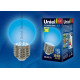 Лампа светодиодная led-g45-0,65вт/blue/e27 для декоративной подсветки uniel. цвет голубой. картон.