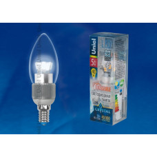 Лампа светодиодная диммируемая пятилепестковая. форма led-c37p-5вт/ww/e14/cl/dim alc03sl свеча, прозрачная колба. алюминий. теплый белый. серия crystal. пластик%s 8745