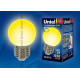 Лампа светодиодная led-g45-0,65вт/yellow/e27 для декоративной подсветки uniel. цвет желтый. картон.s
