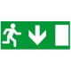 Информационная табличка для автономных эвакуационных светильников дверь на выход вниз - 310х112 мм
