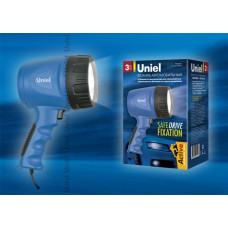 Фонарь tm uniel, серия стандарт s-cl010-ba blue «safe drive-fixation», пластик. цвет синий. 3watt led, клеммы и штекер для а/м. картон.s 6028