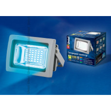 Прожектор светодиодный. ulf-s04-10вт/blue ip65 85-265в grey 10 вт. корпус серый. синий. ip65. картон. тм uniel 10514
