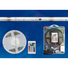 Комплект светодиодной ленты «бегущий огонь» uls-f01-5050-30led/m-10mm-ip65-dc12v-5m-rgb-p36c24 , 5м. ip65. rgb.адаптер 36вт. контроллер с пультом. tm uniel. 10884