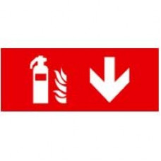 Информационная табличка для автономных эвакуационных светильников огнетушитель стрелка вниз 310х112 мм 660875