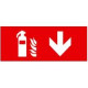 Информационная табличка для автономных эвакуационных светильников огнетушитель стрелка вниз 310х112 мм