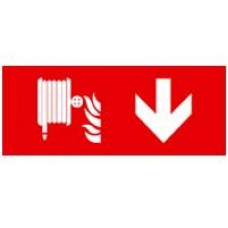 Информационная табличка для автономных эвакуационных светильников пожарный шланг стрелка вниз 310х112 мм 660876