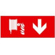 Информационная табличка для автономных эвакуационных светильников пожарный шланг стрелка вниз 310х112 мм