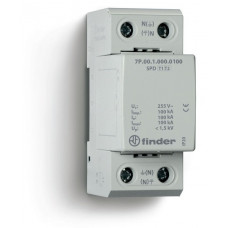 Устройство защиты от импульсных перенапряжений (узип) тип 1 (искровый разрядник), модульный, ширина 36 мм, степень защиты ip20 (1 шт.) finder 7P0912550100