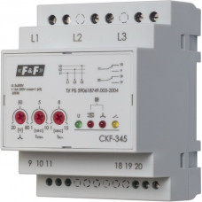 Реле контроля фаз с изолированной нейтралью ckf-345 2х8а 3х500в 1х2р ip20 евроавтоматика f&fs EA04.004.001