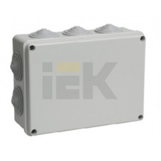 Коробка км41243 оп распаячная для открытой проводки 190х140х70мм ip44 (ral7035, 10 гермовводов) (20шт) иэк UKO11-190-140-070-K41-44