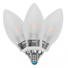 Лампа светодиодная led-c37p-5вт/ww/e14/fr alc02sl promo свеча, матовая, серия crystal, алюминий, теплый белый свет, пластик, тм uniel UL-00000679