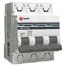 Автоматический выключатель ва 47-63, 3p 6а (в) 4,5ka ekf proximas mcb4763-3-06В-pro